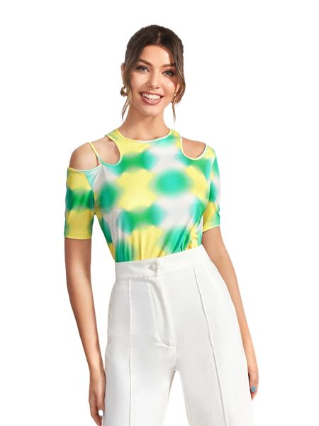 x flor by lo tie dye cutout tee 19ha#, White 
x flor by lo tie dye cutout tee 19ha#, White