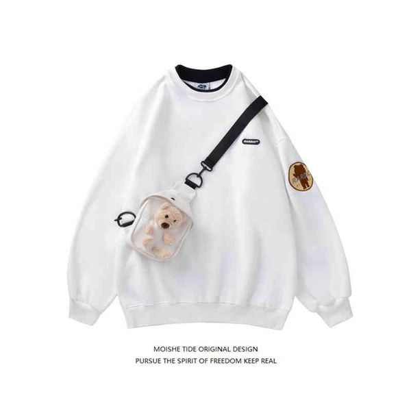 moishe tide fake two-piece bear with bag round neck sweater for men and women loose ins hip-hop couple plush jacket, Black
moishe tide fake two-piece bear with bag round neck sweater for men and women loose ins hip-hop couple plush jacket, Black