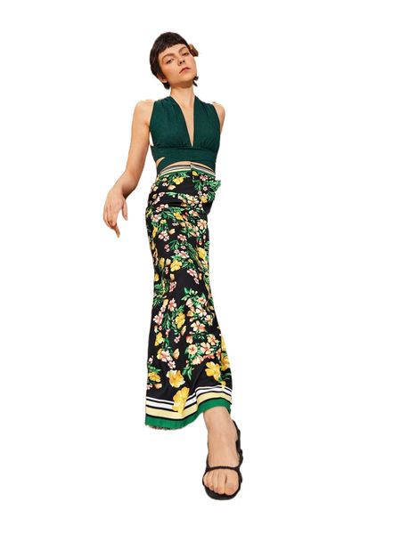 high waist floral print striped trim wide leg pants c9nf#, Black;white