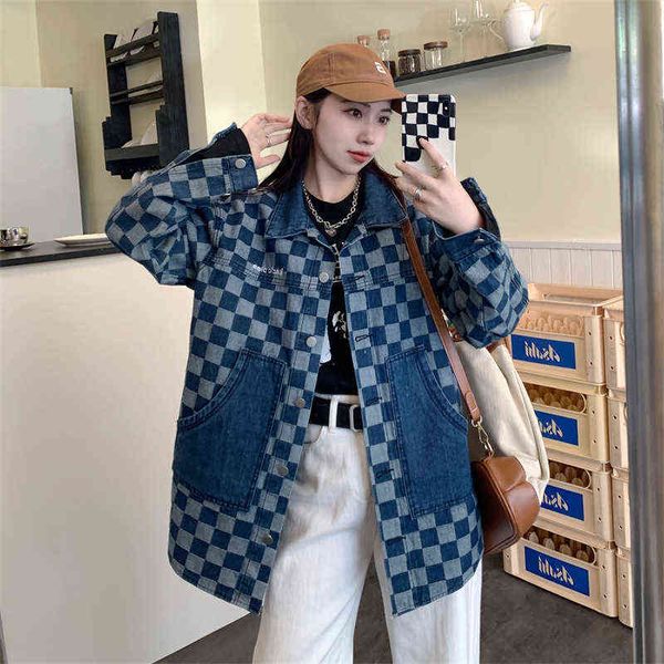 new women embroidered denim jacket korean version loose plaid coat l220714, Black;brown
new women embroidered denim jacket korean version loose plaid coat l220714, Black;brown