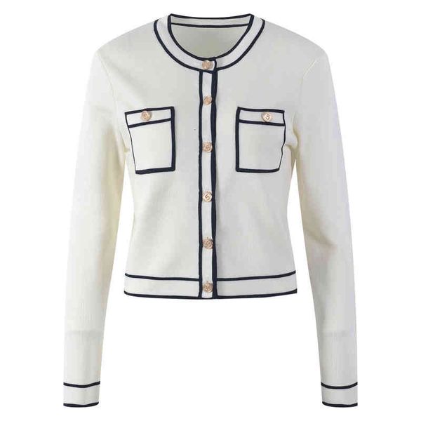 women's knits tees autumn color contrast fashion round neck long sleeve pocket sweater jacket temperament metal button cardigan r4jx, White
women's knits tees autumn color contrast fashion round neck long sleeve pocket sweater jacket temperament metal button cardigan r4jx, White