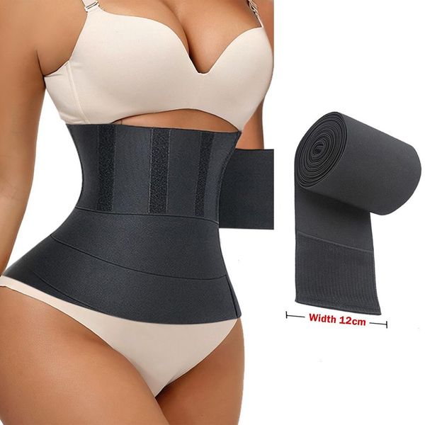 waist trainer shaper belt slimming woman body tummy wrap trimmer postpartum, Black;white 
waist trainer shaper belt slimming woman body tummy wrap trimmer postpartum, Black;white