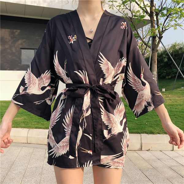 2022 black crane kimonos cardigan women japanese fashion kimono yukata harajuku beach loose thin shirt sun-protective cosplay, Red
2022 black crane kimonos cardigan women japanese fashion kimono yukata harajuku beach loose thin shirt sun-protective cosplay, Red