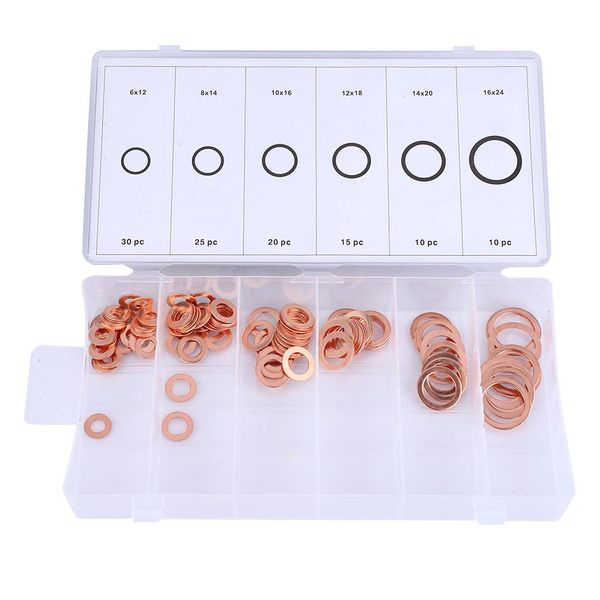 110pcs copper sealing washers solid gasket flat kit set for maintenance requirement
110pcs copper sealing washers solid gasket flat kit set for maintenance requirement