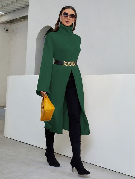 turtleneck split front drop shoulder longline sweater without belt l3tz#, White;black
turtleneck split front drop shoulder longline sweater without belt l3tz#, White;black