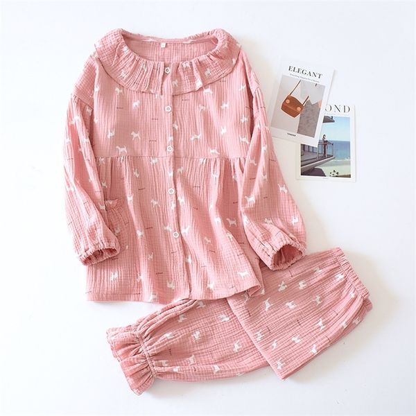 comfortable breathable pajamas suit women's printed longsleeved trousers twopiece suit cotton crepe princess style clothes t200429, Black;red
comfortable breathable pajamas suit women's printed longsleeved trousers twopiece suit cotton crepe princess style clothes t200429, Black;red