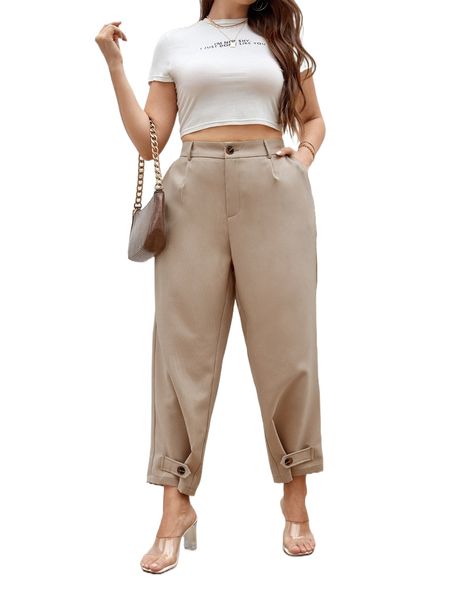 plus high waist slant pocket tailored pants d6m8#, Black
plus high waist slant pocket tailored pants d6m8#, Black