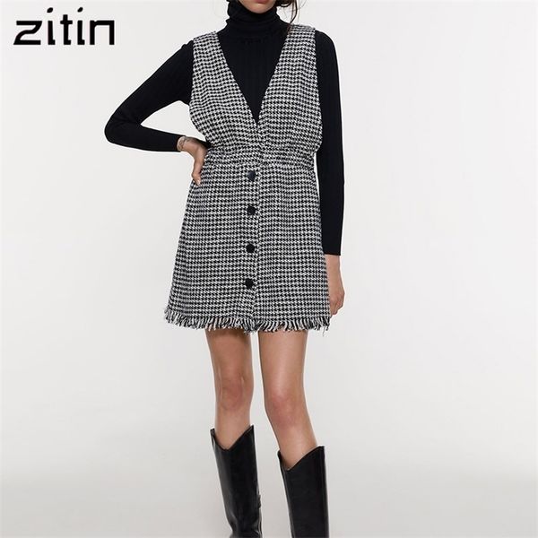 women elegant houndstooth tweed mini dress fashion autumn winter v neck female a line casual fashion chic dresses vestidos 210302, Black;gray
women elegant houndstooth tweed mini dress fashion autumn winter v neck female a line casual fashion chic dresses vestidos 210302, Black;gray