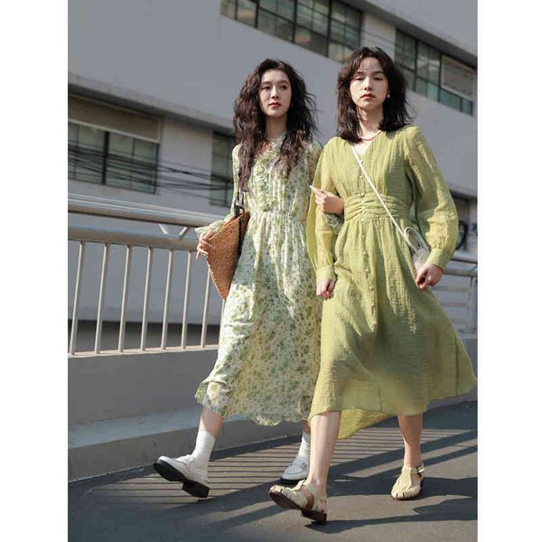 casual dresses 2022 spring dress french gentle wind thin temperament women's green long skirt small man 6cg6, Black;gray
casual dresses 2022 spring dress french gentle wind thin temperament women's green long skirt small man 6cg6, Black;gray