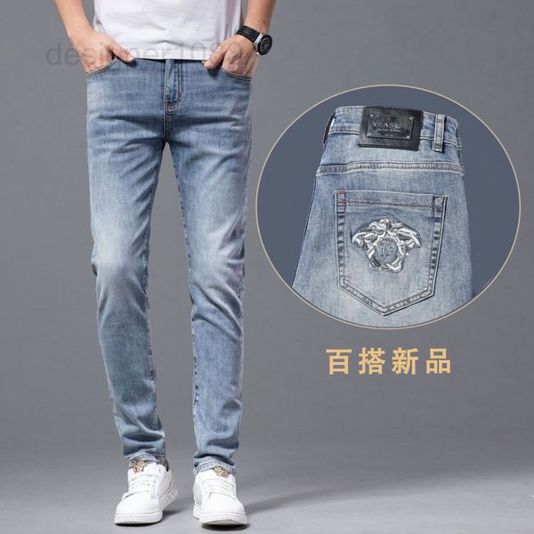 men's jeans designer men's style summer thin small foot embroidery light luxury high-end straight tube slim fit elastic jeans tren, Blue
men's jeans designer men's style summer thin small foot embroidery light luxury high-end straight tube slim fit elastic jeans tren, Blue