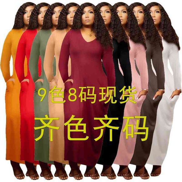 casual dresses autumn and winter women's wear large solid color v-neck dress long sleeve double pocket skirt kzr5, Black;gray
casual dresses autumn and winter women's wear large solid color v-neck dress long sleeve double pocket skirt kzr5, Black;gray