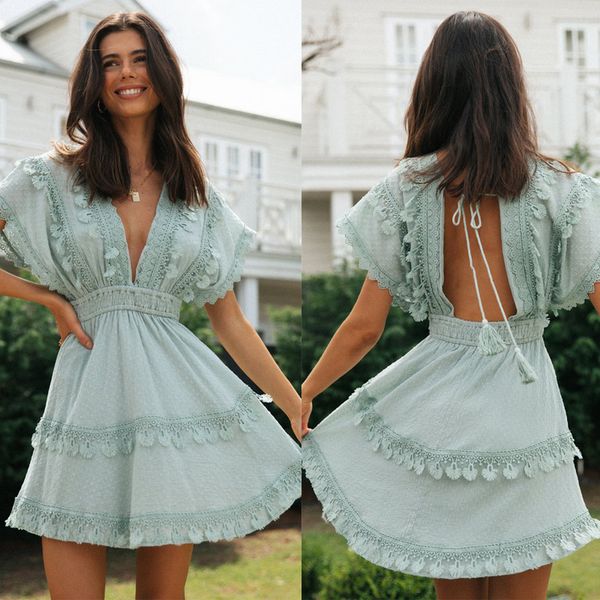 summer new women casual dress backless bat sleeve mini dress female fashion lace splicing sundress beach dress, Black;gray
summer new women casual dress backless bat sleeve mini dress female fashion lace splicing sundress beach dress, Black;gray