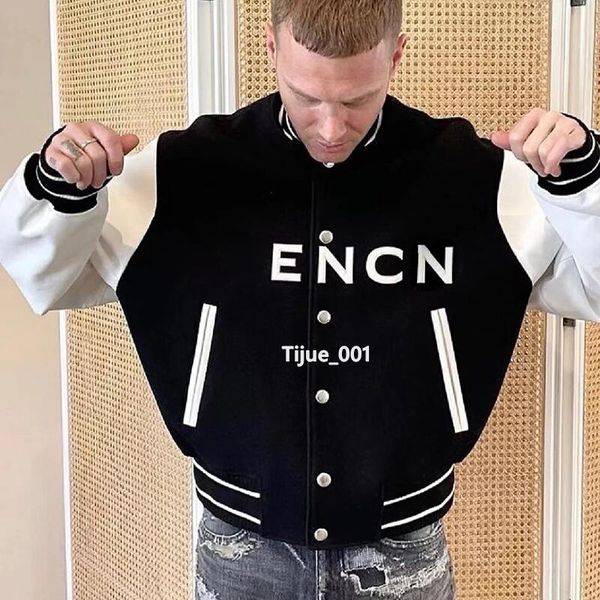 22ss new spring autumn limited classic baseball jackets letter embroidery pu leather sleeve splicing coats man women high end fashion street, Black;brown
