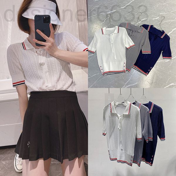 women's sweaters designer tb spring and summer college style age reducing elastic slim fit strap polo collar cotton knitted shirt aw6x, White;black
women's sweaters designer tb spring and summer college style age reducing elastic slim fit strap polo collar cotton knitted shirt aw6x, White;black