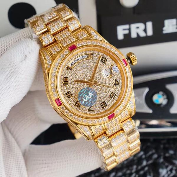 yellow gold v2 iced out diamond watch men original logo 40mm daydate rolix automatic mechanical sweeping popular brand 16233 sapphire glass, Slivery;brown
yellow gold v2 iced out diamond watch men original logo 40mm daydate rolix automatic mechanical sweeping popular brand 16233 sapphire glass, Slivery;brown