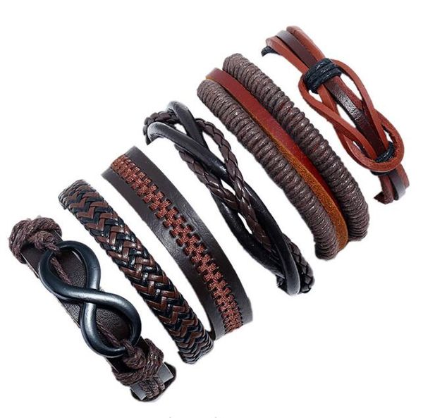fashion infinity series men woman cowhide bracelet diy beaded strands brown wax thread braid combination suit bracelet 6styles/1set, Black
fashion infinity series men woman cowhide bracelet diy beaded strands brown wax thread braid combination suit bracelet 6styles/1set, Black
