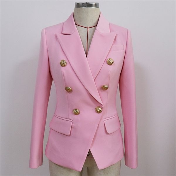 fashion designer blazer women's slim fitting metal lion buttons double breasted blazer jacket baby pink 220513, White;black
fashion designer blazer women's slim fitting metal lion buttons double breasted blazer jacket baby pink 220513, White;black