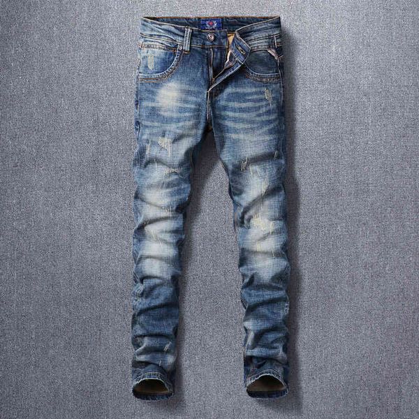 men's jeans fashionable spring and autumn blue scraped jeans young men's slim fit elastic feet cat's claws tide brand pants a
men's jeans fashionable spring and autumn blue scraped jeans young men's slim fit elastic feet cat's claws tide brand pants a