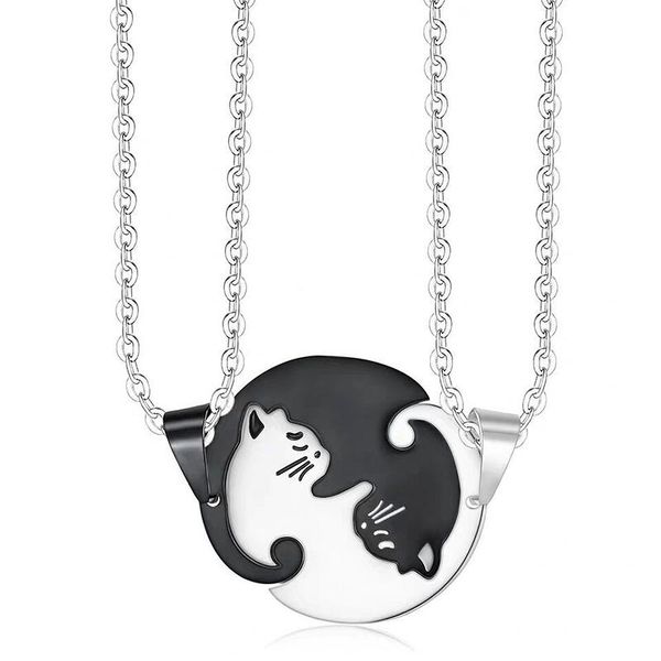 pendant necklaces black and white cat chain couple necklace fashion titanium steel cute niche design personality jewelry, Silver
pendant necklaces black and white cat chain couple necklace fashion titanium steel cute niche design personality jewelry, Silver