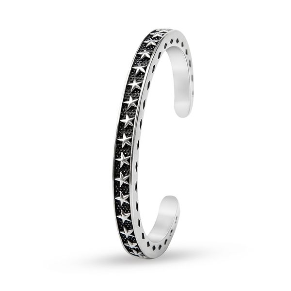 bangle men women 6mm pentagram open cuff bracelet punk style 925 silver jewelry for party gifts, Black
bangle men women 6mm pentagram open cuff bracelet punk style 925 silver jewelry for party gifts, Black