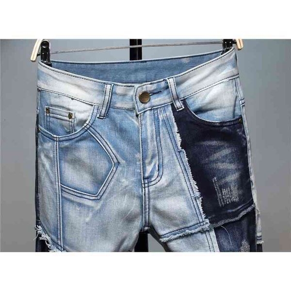 men's jeans design style splicing color matching elastic small feet men's blue middle waist washing pants 075 d08l xr1s
men's jeans design style splicing color matching elastic small feet men's blue middle waist washing pants 075 d08l xr1s
