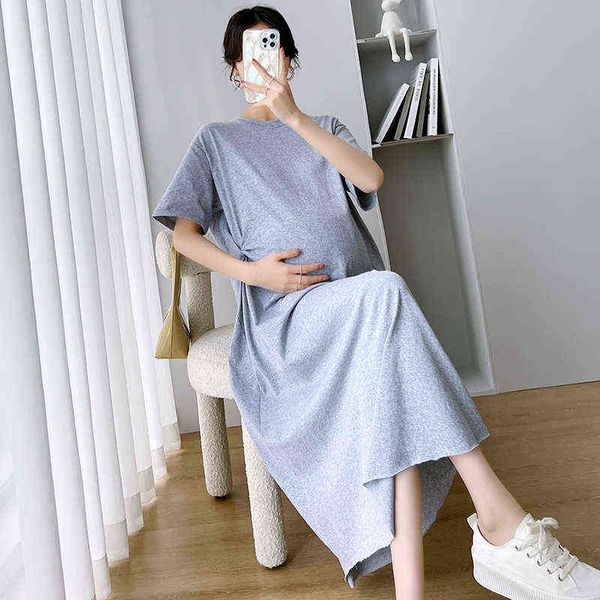 new motherhood summer clothing pleated waist side split loose casual pregnant women dress oneck pregnancy cotton dress wholesale j220628, White
new motherhood summer clothing pleated waist side split loose casual pregnant women dress oneck pregnancy cotton dress wholesale j220628, White
