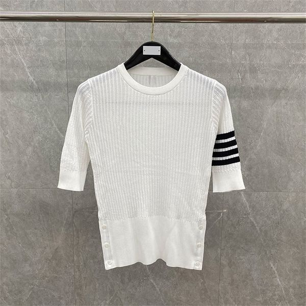 summer new stripe crew neck 7 sleeve ice silk knitted short sleeve t-shirt top, White
summer new stripe crew neck 7 sleeve ice silk knitted short sleeve t-shirt top, White