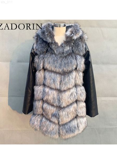 zadorin fashion winter fur coats women leather removable sleeve faux fur jacket with hooded female front zipper faux fur coat t220716, Black
zadorin fashion winter fur coats women leather removable sleeve faux fur jacket with hooded female front zipper faux fur coat t220716, Black