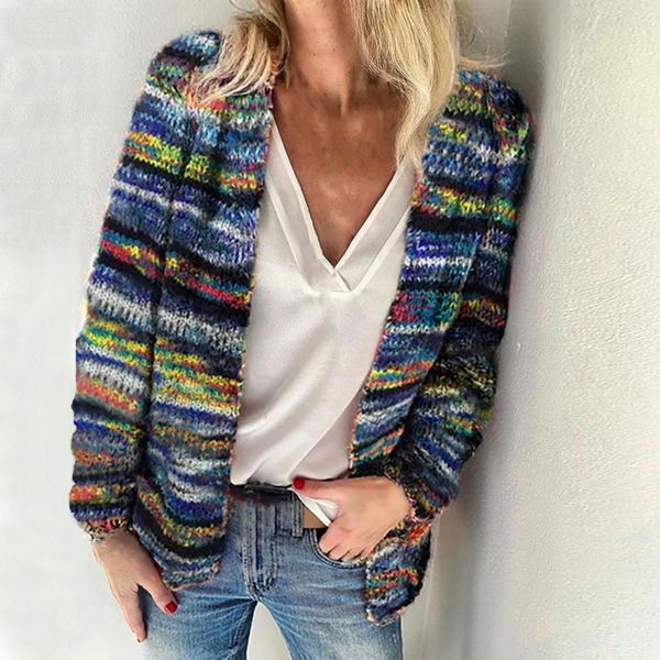 attractive rainbow stripes cardigan coat sweater office lady sweater long sleeve knitted cardigan coat for party, White;black
attractive rainbow stripes cardigan coat sweater office lady sweater long sleeve knitted cardigan coat for party, White;black