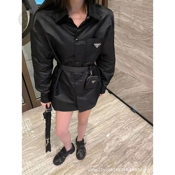 women's polos designer p home 22 early spring new recycled nylon series bag belt shirt coat young girl handsome work clothes style riga, White
women's polos designer p home 22 early spring new recycled nylon series bag belt shirt coat young girl handsome work clothes style riga, White