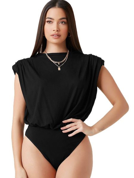 shoulder pad tank bodysuit g4rt#, White 
shoulder pad tank bodysuit g4rt#, White