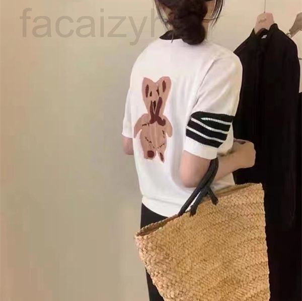women's knits & tees designer 22 summer new bear jacquard round neck short sleeve college style knitted women zu2j, White
women's knits & tees designer 22 summer new bear jacquard round neck short sleeve college style knitted women zu2j, White