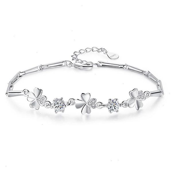 925 stamp silver color bracelet strand zirconia good luck chain linked for women, Black
925 stamp silver color bracelet strand zirconia good luck chain linked for women, Black