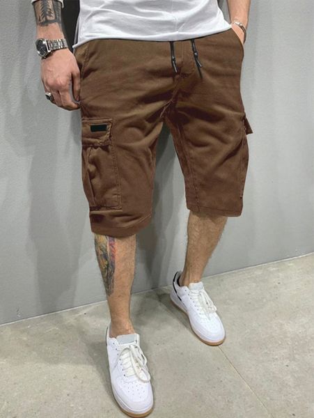 men flap pocket drawstring cargo shorts f1dp#, White;black