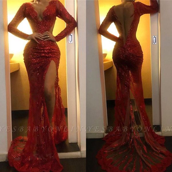 2022 see through long sleeves mermaid lace prom dresses plunging v neck high front split evening gowns formal celebrity dresses bc2907, Black
2022 see through long sleeves mermaid lace prom dresses plunging v neck high front split evening gowns formal celebrity dresses bc2907, Black
