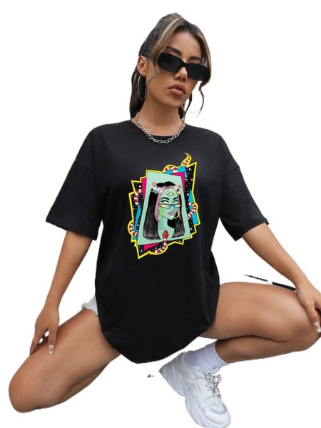 x safe in venus figure graphic drop shoulder tee h9bj#, White 
x safe in venus figure graphic drop shoulder tee h9bj#, White