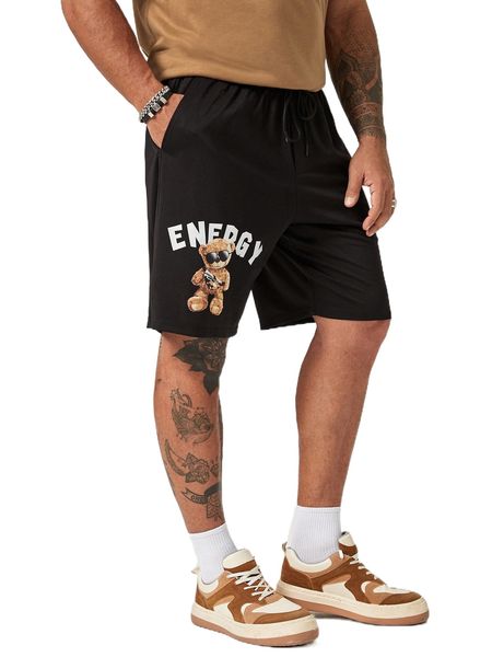 extended sizes men bear & letter graphic drawstring waist shorts y60w#, White;black
extended sizes men bear & letter graphic drawstring waist shorts y60w#, White;black