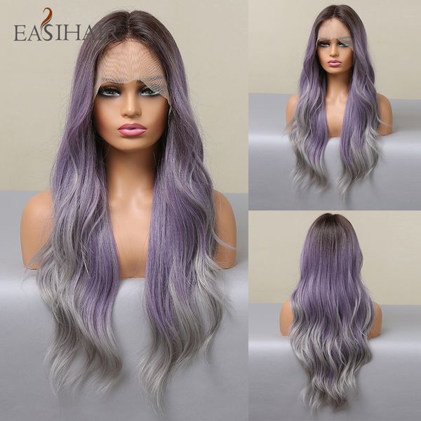 lx brand long wavy ombre purple gray lace front synthetic wig natural lace frontal wigs for women cosplay wigs heat resistantfactory direct, Black
lx brand long wavy ombre purple gray lace front synthetic wig natural lace frontal wigs for women cosplay wigs heat resistantfactory direct, Black