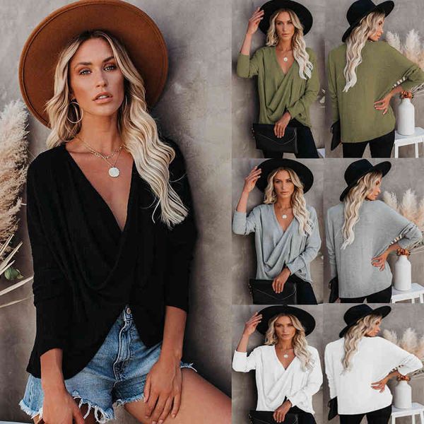 women's t-shirt women's casual solid color long sleeve v-neck t-shirt c7ip, White
women's t-shirt women's casual solid color long sleeve v-neck t-shirt c7ip, White
