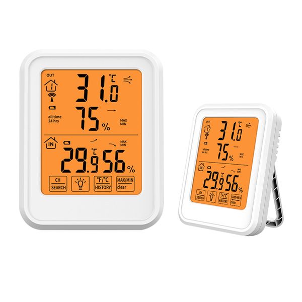 Wireless Weather Station Transmission Indoor Outdoor Temperature Humidity Meter Waterproof Touch Screen Thermometer Hygrometer