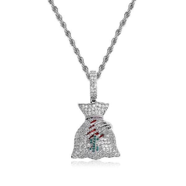 purse pendant necklace iced out cubic zirconia hip hop necklace fashion jewelry gift for men, Silver
purse pendant necklace iced out cubic zirconia hip hop necklace fashion jewelry gift for men, Silver