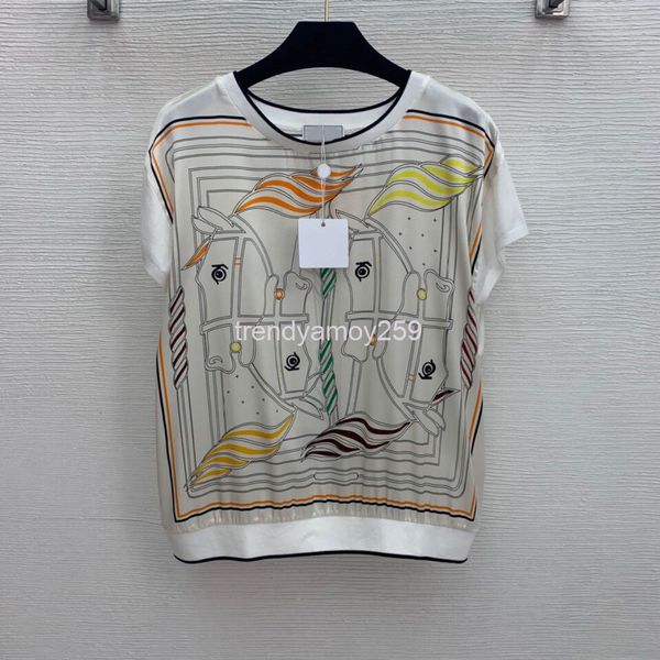 women's t-shirt 21 printed horse head abstract pattern silk elastic satin stitching knitted short sleeve round neck t-shirt, White
women's t-shirt 21 printed horse head abstract pattern silk elastic satin stitching knitted short sleeve round neck t-shirt, White