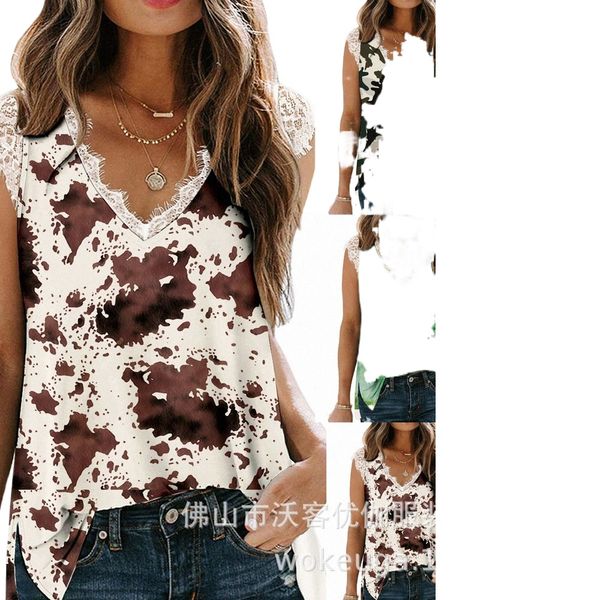 cross-border european and american foreign trade women's 2022 amazon v-neck lace vest t-shirt loose casual printed slit jacket r23r#, White
cross-border european and american foreign trade women's 2022 amazon v-neck lace vest t-shirt loose casual printed slit jacket r23r#, White