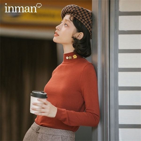 inman winter arrivals retro art lovely pullover inner half high collar women's sweater 201222, White;black
inman winter arrivals retro art lovely pullover inner half high collar women's sweater 201222, White;black