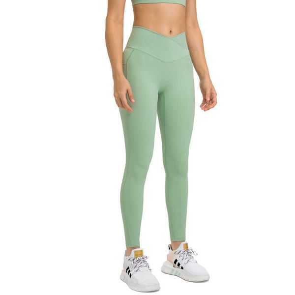 l-303 cross waist sports tights women's gym leggings double side pockets no t-line high elastic hip lifting nine point yoga pants, Black
l-303 cross waist sports tights women's gym leggings double side pockets no t-line high elastic hip lifting nine point yoga pants, Black