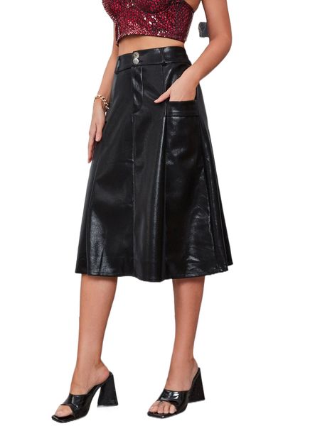 apperloth a high waist pocket patched pu leather skirt 96ba#, Black
apperloth a high waist pocket patched pu leather skirt 96ba#, Black