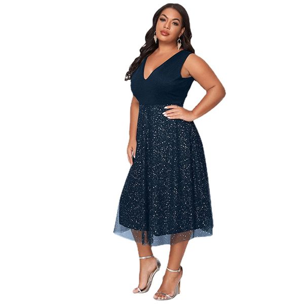 plus size dress for women wedding guest summer large size v-neck sleeveless blue slim polka dot ruffle a-line dress, Black
plus size dress for women wedding guest summer large size v-neck sleeveless blue slim polka dot ruffle a-line dress, Black