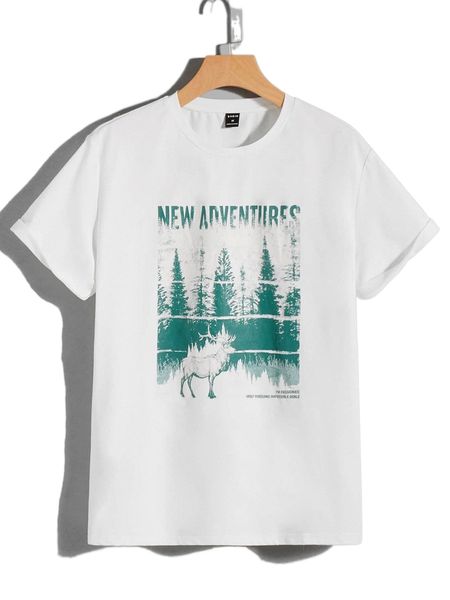 men letter graphic tee a49d#, White;black 
men letter graphic tee a49d#, White;black