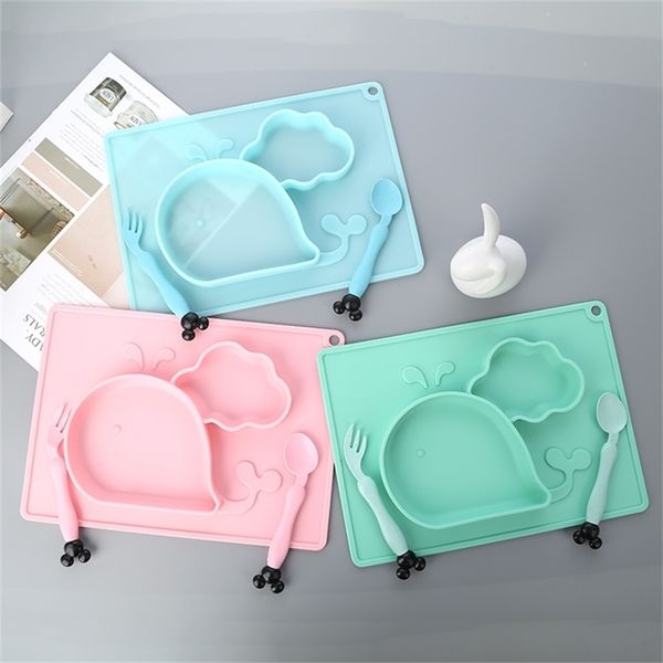 baby cute whale silicone bowl set kids sucker plate with spoon/fork non-slip food grade baby training bowl lj201221
baby cute whale silicone bowl set kids sucker plate with spoon/fork non-slip food grade baby training bowl lj201221