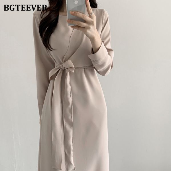 bgteever office ladies lace-up mid-length dress elegant o-neck full sleeve slim waist women a-line dress 2021 spring vestidos, Black;gray
bgteever office ladies lace-up mid-length dress elegant o-neck full sleeve slim waist women a-line dress 2021 spring vestidos, Black;gray